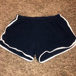 Navy shorts with white outline